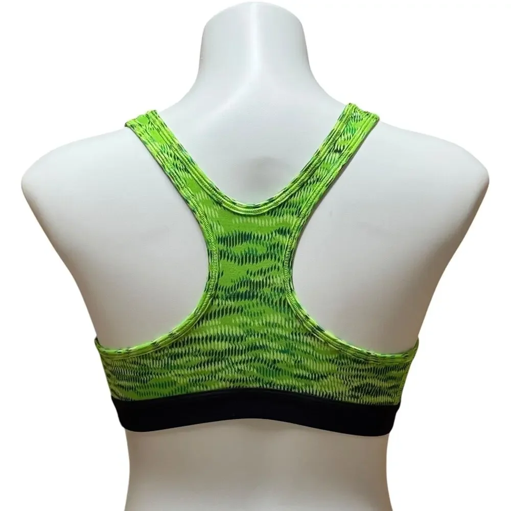 Nike Pro Dri-Fit Racerback Sports Bra Neon Green Black White Small